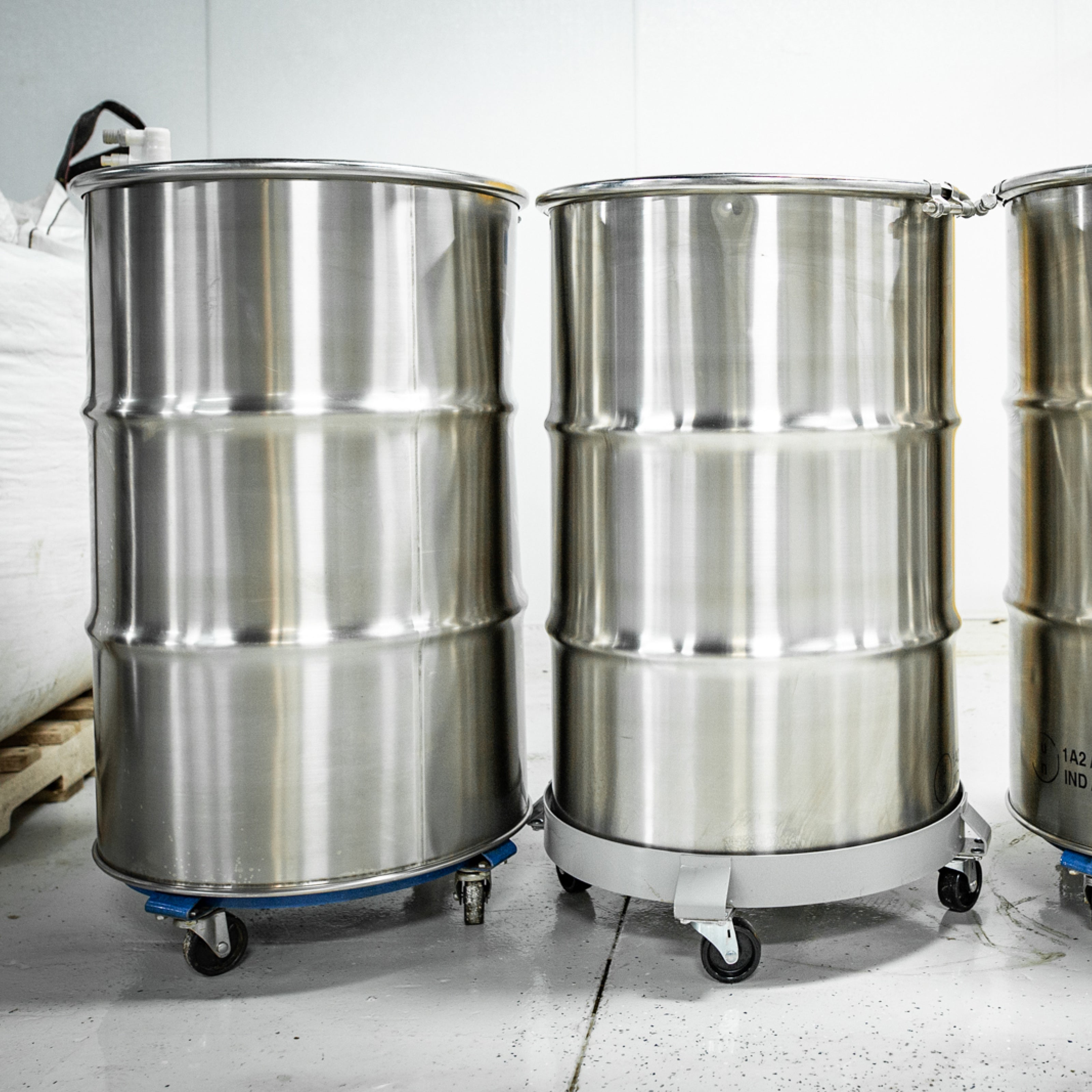 Steel drums on rollers