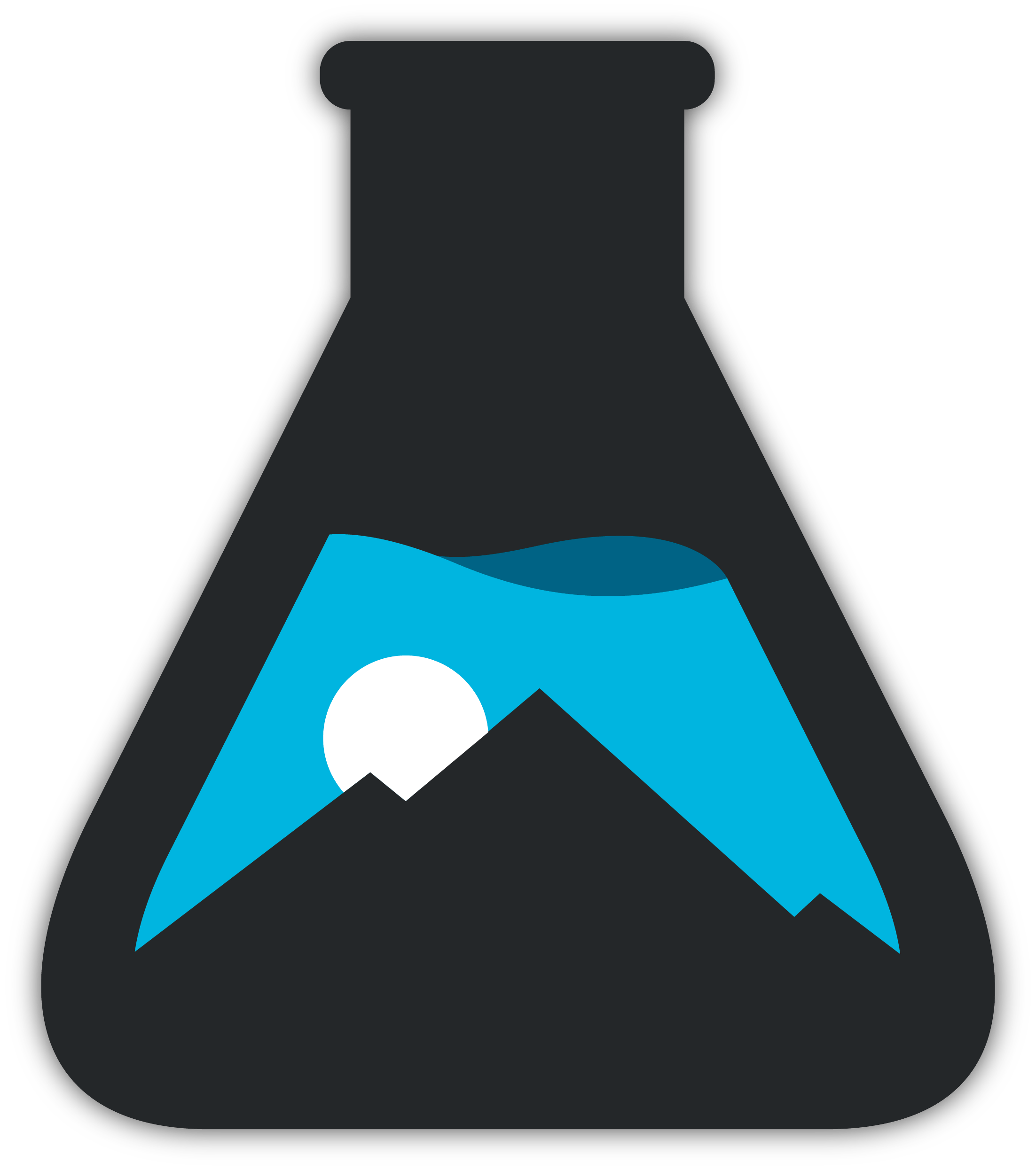KND Labs brand logo motif of mountains within a vial