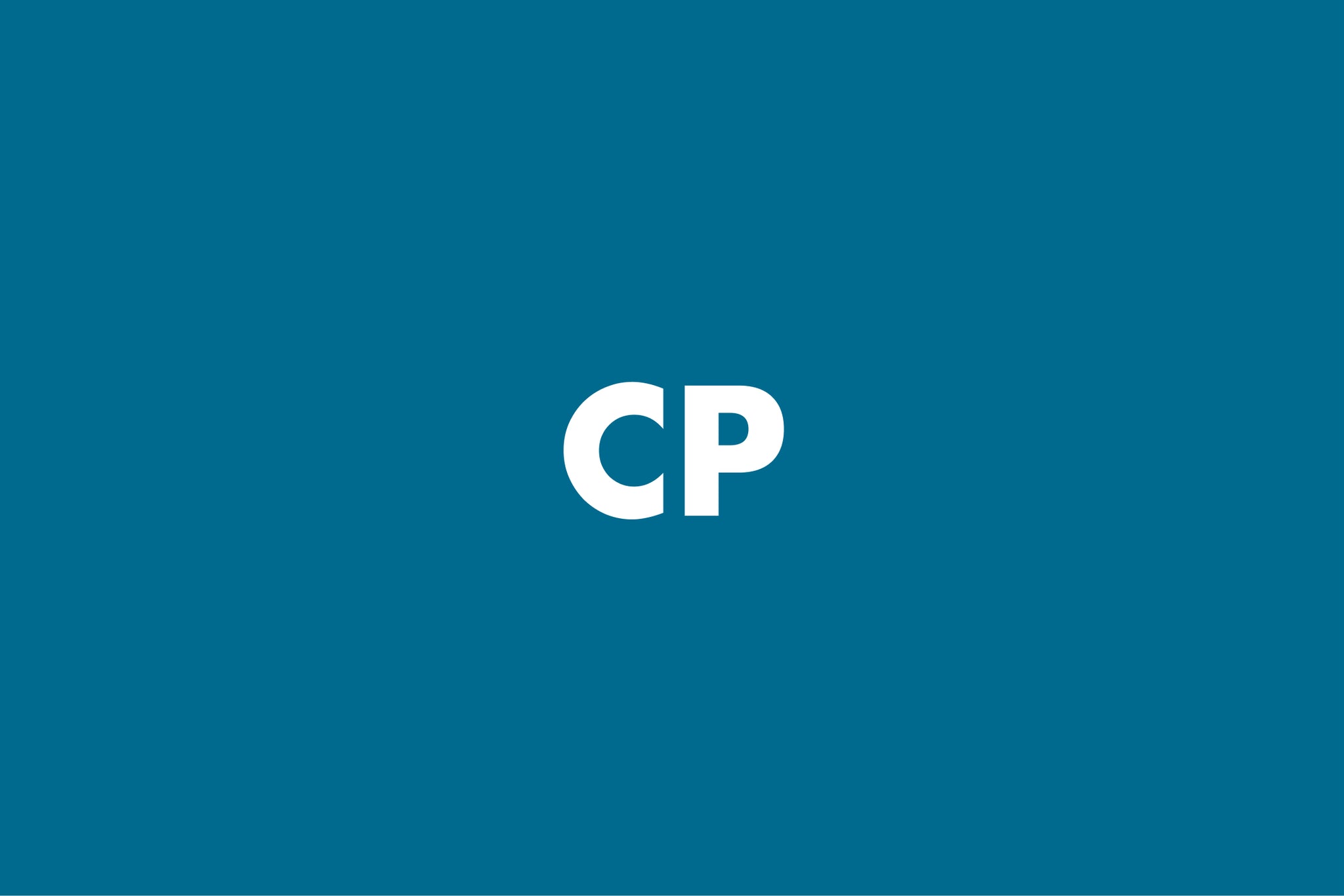 The initials CP in white on blue background
