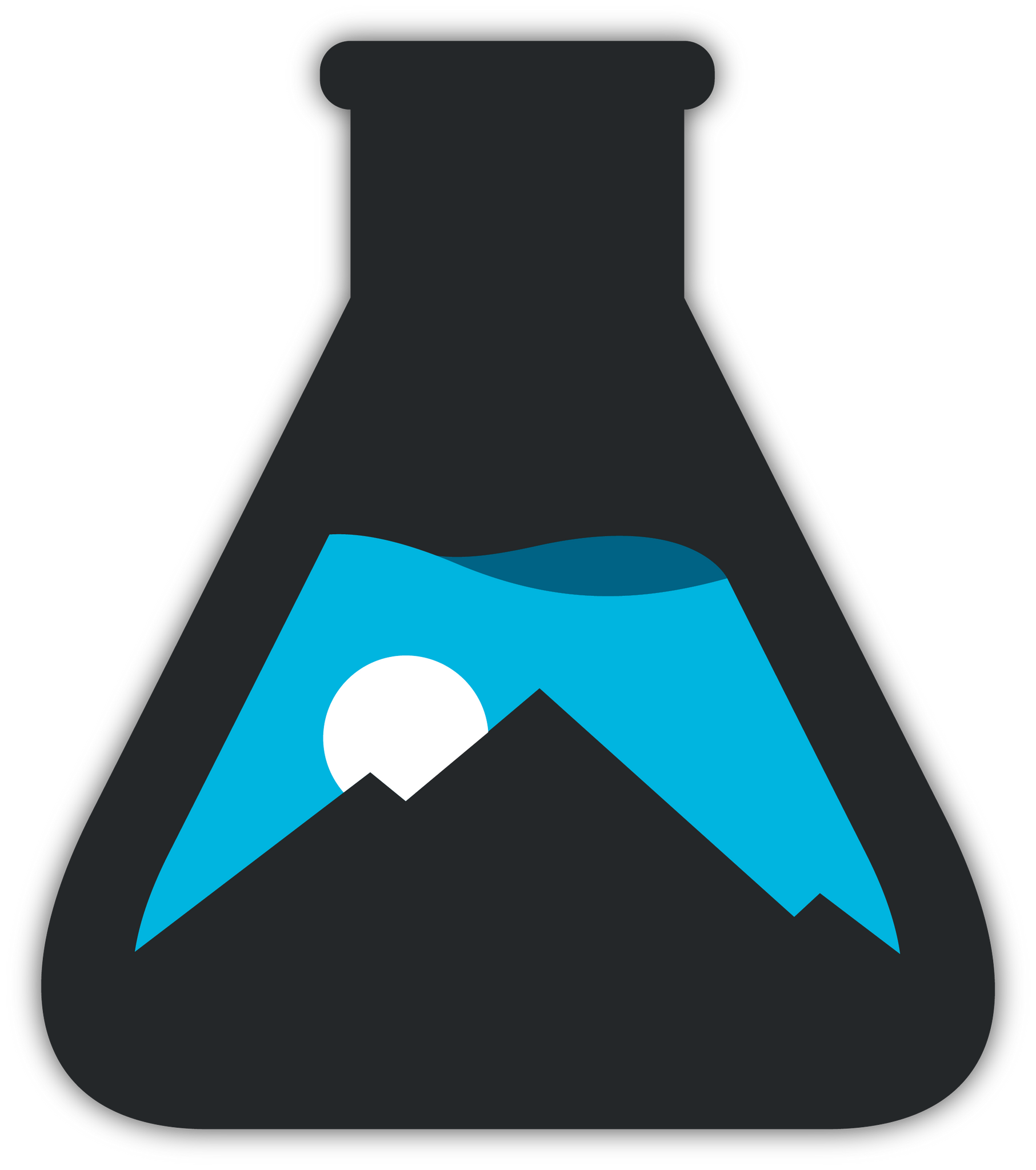 KND Labs brand logo motif of mountains within a vial