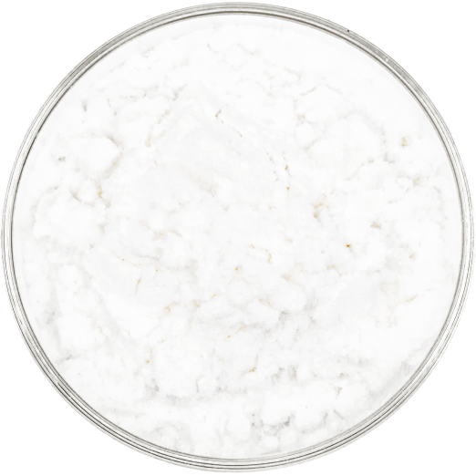 Petri dish of white powder
